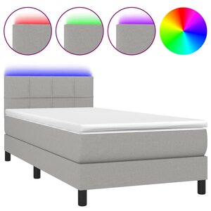 vidaXL Sommier à lattes de lit avec matelas et LED Gris clair 90x200cm