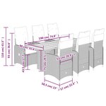 vidaXL Ensemble de bistro de jardin 7 Pièces coussins noir poly rotin