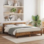 vidaXL Cadre de lit Bois ancien 200 x 200 cm Bois d'ingénierie