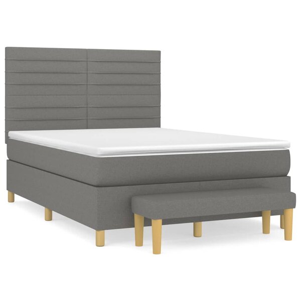 vidaXL Sommier à lattes de lit avec matelas Gris foncé 140x190cm Tissu