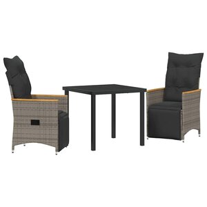 vidaXL Ensemble de salle à manger pour jardin 3 Pièces Gris polyrotin