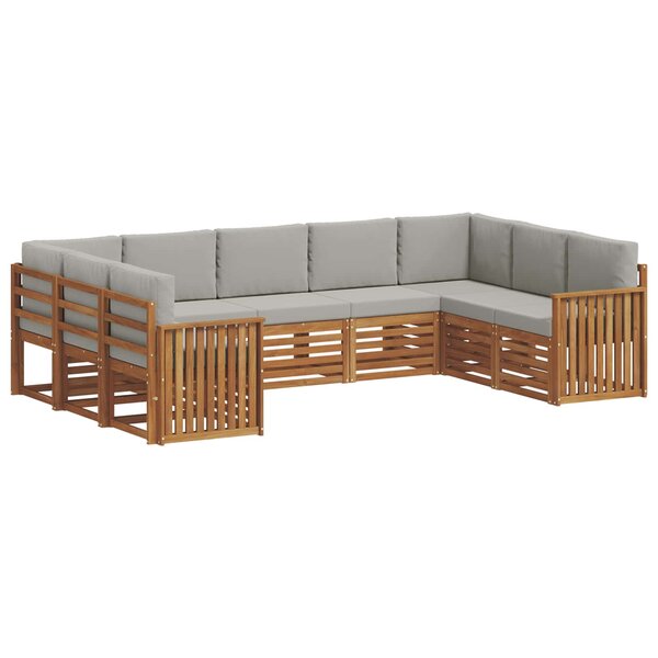 vidaXL Ensemble de canapé d'angle 9 Pièces Gris Naturel et Clair