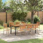 Ensemble de salle à manger de jardin en 9 pièces beige en poly rattan acacia