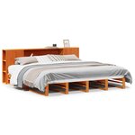 vidaXL Lit bibliothèque sans matelas cire marron 200x200cm bois massif