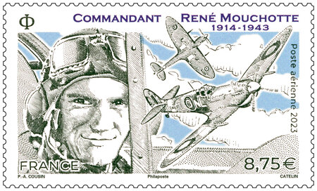 Timbre - Commandant René Mouchotte (1914-1943) - Lettre verte
