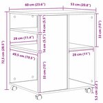 Cabinet de rangement vidaXL Chêne noir 60x53x72 5 cm Bois d'ingénierie