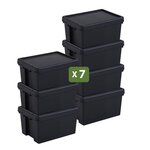 Pack and Move - Lot 7 Boîtes Stockage Plastique - 29 x 38 5 x 21 cm - 380KG Max - Stockage  Outils  Bricolage - Ultra Résistant - Réutilisable - 16L