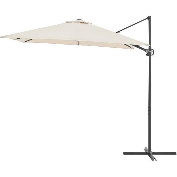 Parasol déporté carré 2,45 x 2,45m - Mat en aluminium avec toile polyester 180g - Beige