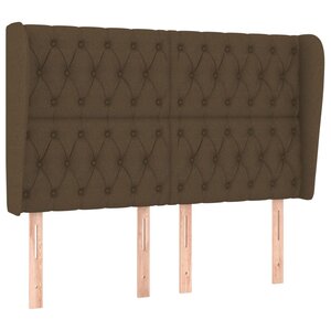 vidaXL Tête de lit avec oreilles Marron foncé 147x23x118/128 cm Tissu