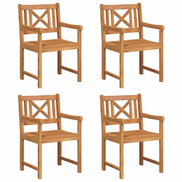 vidaXL Chaises de jardin 4 Pièces Naturel Bois d'Acacia Massif