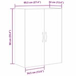 vidaXL Armoire Murale Chêne noir 69 5 x 34 x 180 cm Bois d'ingénierie