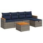 vidaXL Salon de jardin 6 Pièces avec coussins gris résine tressée
