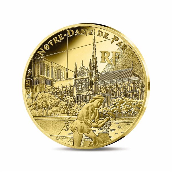 CATHÉDRALE NOTRE-DAME DE PARIS  RIVES DE SEINE Monnaie de 50€ Or