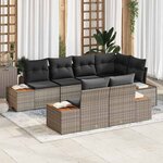 vidaXL Ensemble de canapé de jardin avec coussin 7 Pièces Gris Poly rotin