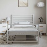 vidaXL Cadre de lit métal sans matelas et pied de lit blanc 100x190 cm