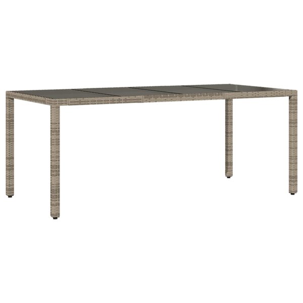 vidaXL Table de jardin dessus en verre Gris 190x90x75cm Résine tressée