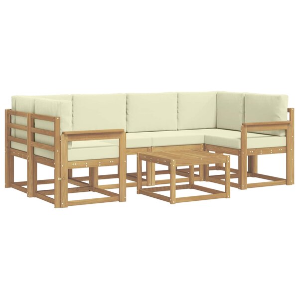 vidaXL Ensemble de canapés d'extérieur 7 Pièces Blanc et crème