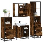 vidaXL Ensemble meubles salle de bain 4 Pièces chêne fumé bois ingénierie