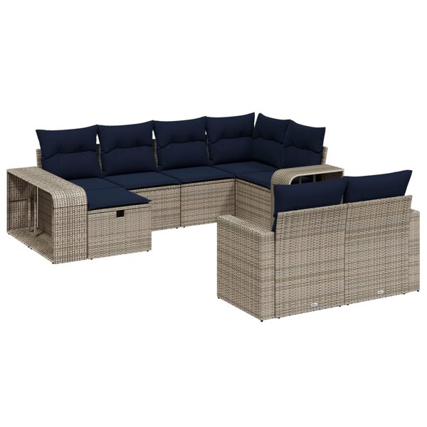 vidaXL Salon de jardin 10 Pièces avec coussins gris résine tressée