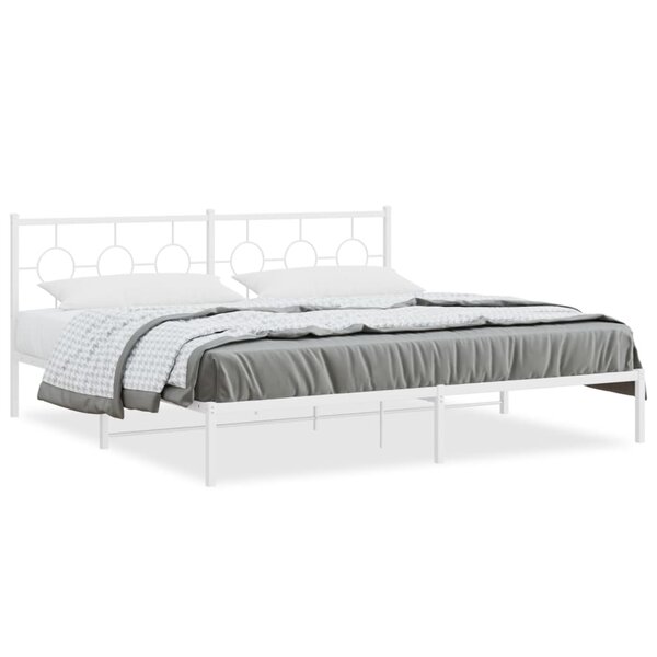 vidaXL Cadre de lit métal sans matelas et tête de lit blanc 193x203 cm