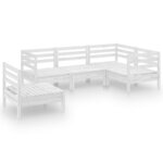 vidaXL Salon de jardin 5 Pièces Bois de pin massif Blanc