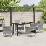 vidaXL Ensemble de salle à manger pour jardin 5 Pièces Gris Poly rotin