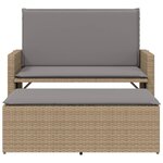 vidaXL Banc de jardin et coussins et repose-pied beige résine tressée