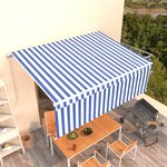 vidaXL Auvent manuel rétractable avec store 4 5x3 m Bleu et blanc