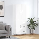 vidaXL Buffet haut Blanc 69 5x34x180 cm Bois d'ingénierie