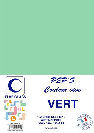 Pqt de 102 Chemises 210 g 240 x 320 mm PEP'S Coloris Vifs Vert ELVE
