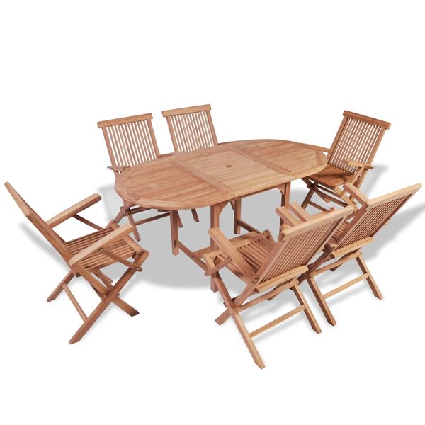 vidaXL B-ware Ensemble à manger d'extérieur 7 Pièces Teck solide