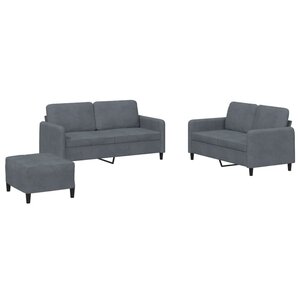 vidaXL Ensemble de canapés 3 Pièces gris foncé velours