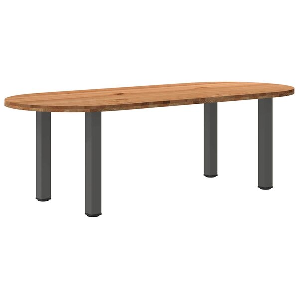 vidaXL Table à manger marron clair bois de chêne massif ovale