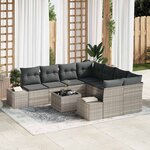 vidaXL Ensemble de canapé de jardin 9 Pièces Gris clair Poly rotin
