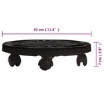 vidaXL Support sur roulettes pour plantes Diamètre 30 cm Noir 170 kg