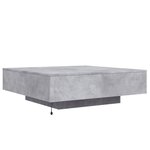 vidaXL Table basse avec lumières LED gris béton 100x100x31 cm