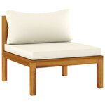 Salon de jardin meuble d'extérieur ensemble de mobilier 4 pièces avec coussin crème bois d'acacia solide 02_0016073