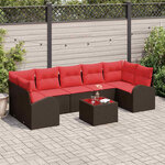 vidaXL Ensemble de canapé de jardin 8 Pièces Beige Rouge 55 x 55 x 37 cm