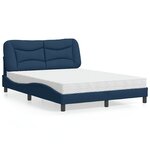 vidaXL Lit avec matelas bleu 140x190 cm tissu