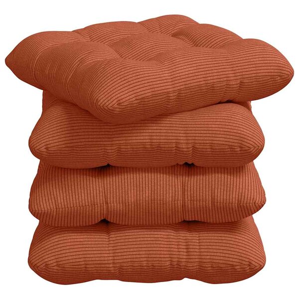 vidaXL Coussins de siège 4 Pièces Rouge orange 40 x 40 cm