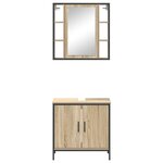 vidaXL Ensemble de mobilier de salle de bain avec étagère 2 Pièces Marron