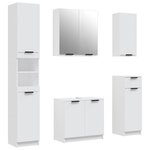 vidaXL Meubles de salle de bain 5 Pièces Blanc Bois d'ingénierie