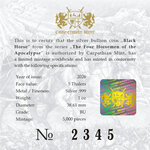 Monnaie BLACK HORSE Four Horsemen of the Apocalypse 1 Oz Argent 5 Thalers Carpathians 2026 (PRÉCOMMANDE)