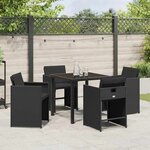 vidaXL Ensemble de salle à manger pour jardin 5 Pièces Noir Poly rotin