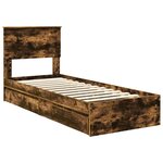 vidaXL Lit de Rangement Chêne fumé 75 x 190 cm Bois d'ingénierie