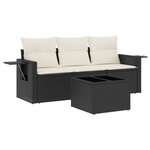 vidaXL Salon de jardin 4 Pièces avec coussins noir résine tressée