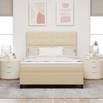 vidaXL Lit à ressorts avec Matelas & LED Crème 140x190 cm Tissu