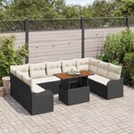 vidaXL Ensemble de canapé de jardin 10 Pièces Noir Poly rotin