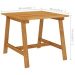 vidaXL Table à dîner de jardin 88x88x74 cm Bois d'acacia massif