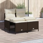 vidaXL Salon de jardin 4 Pièces avec coussins marron résine tressée